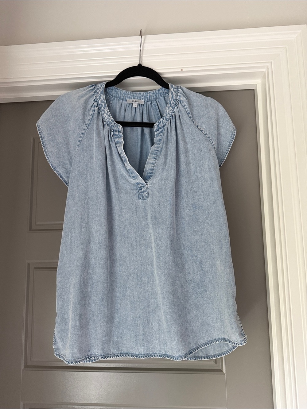 Rails Light Blue Chambray Split-Neck Tunic